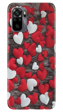 Red White Hearts Mobile Back Case for Redmi Note 10  (Design - 105)