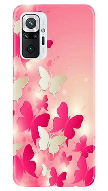 White Pick Butterflies Mobile Back Case for Redmi Note 10 Pro (Design - 28)