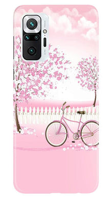 Pink Flowers Cycle Mobile Back Case for Redmi Note 10 Pro  (Design - 102)