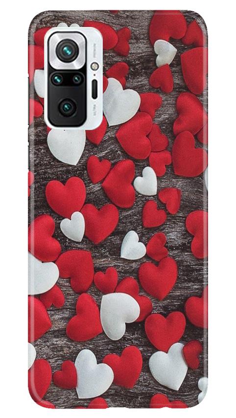 Red White Hearts Case for Redmi Note 10 Pro  (Design - 105)