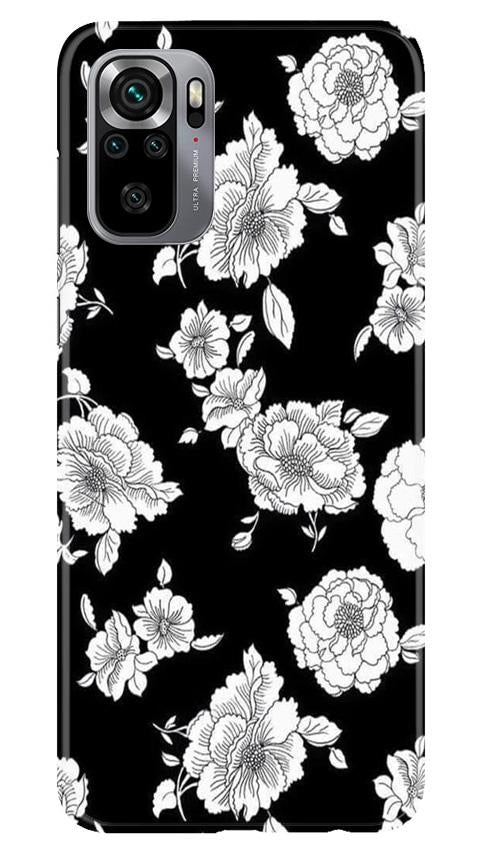 White flowers Black Background Case for Redmi Note 10S