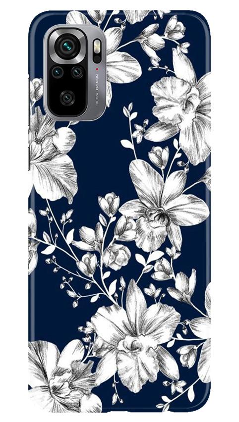 White flowers Blue Background Case for Redmi Note 10S