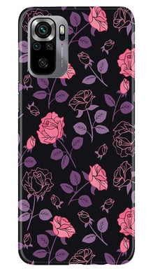 Rose Black Background Mobile Back Case for Redmi Note 10S (Design - 27)
