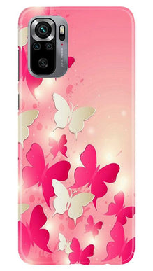 White Pick Butterflies Mobile Back Case for Redmi Note 10S (Design - 28)