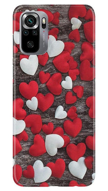 Red White Hearts Mobile Back Case for Redmi Note 10S  (Design - 105)
