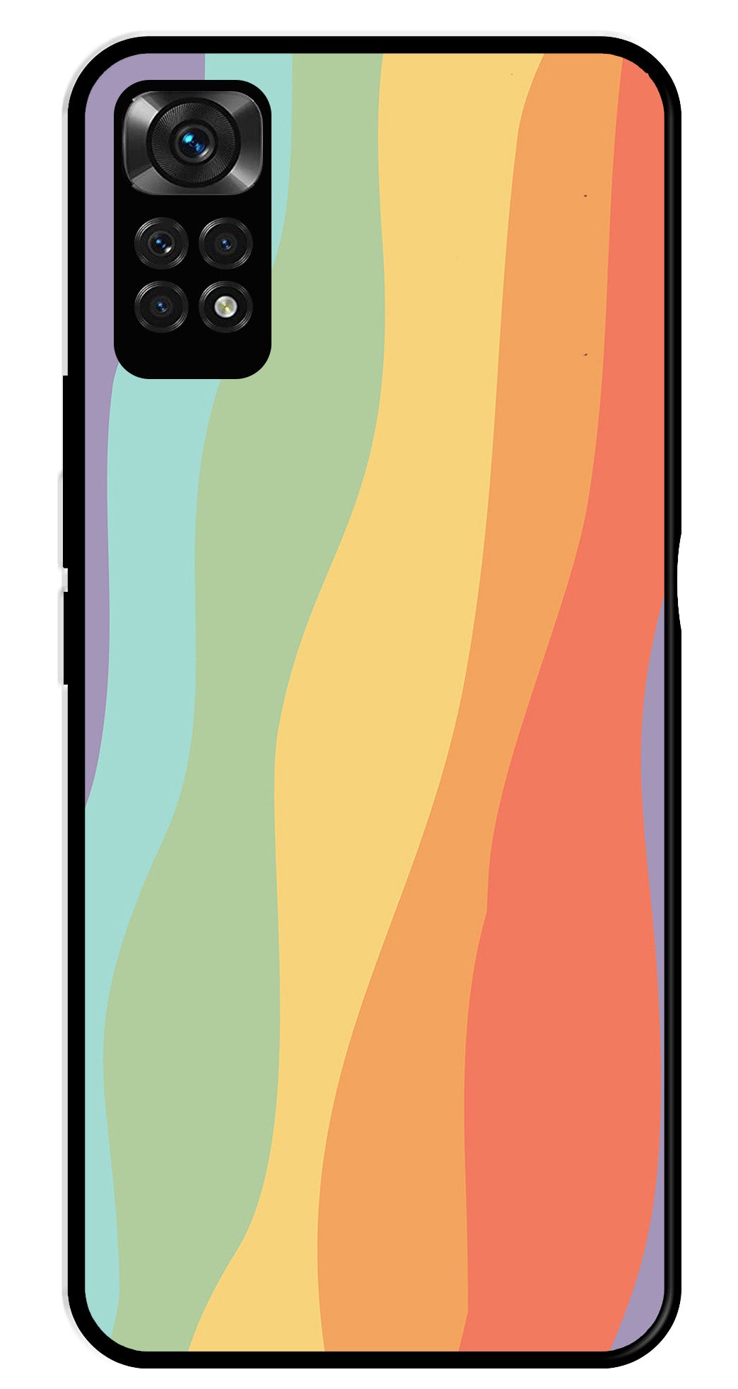 Muted Rainbow Metal Mobile Case for Redmi Note 11   (Design No -02)