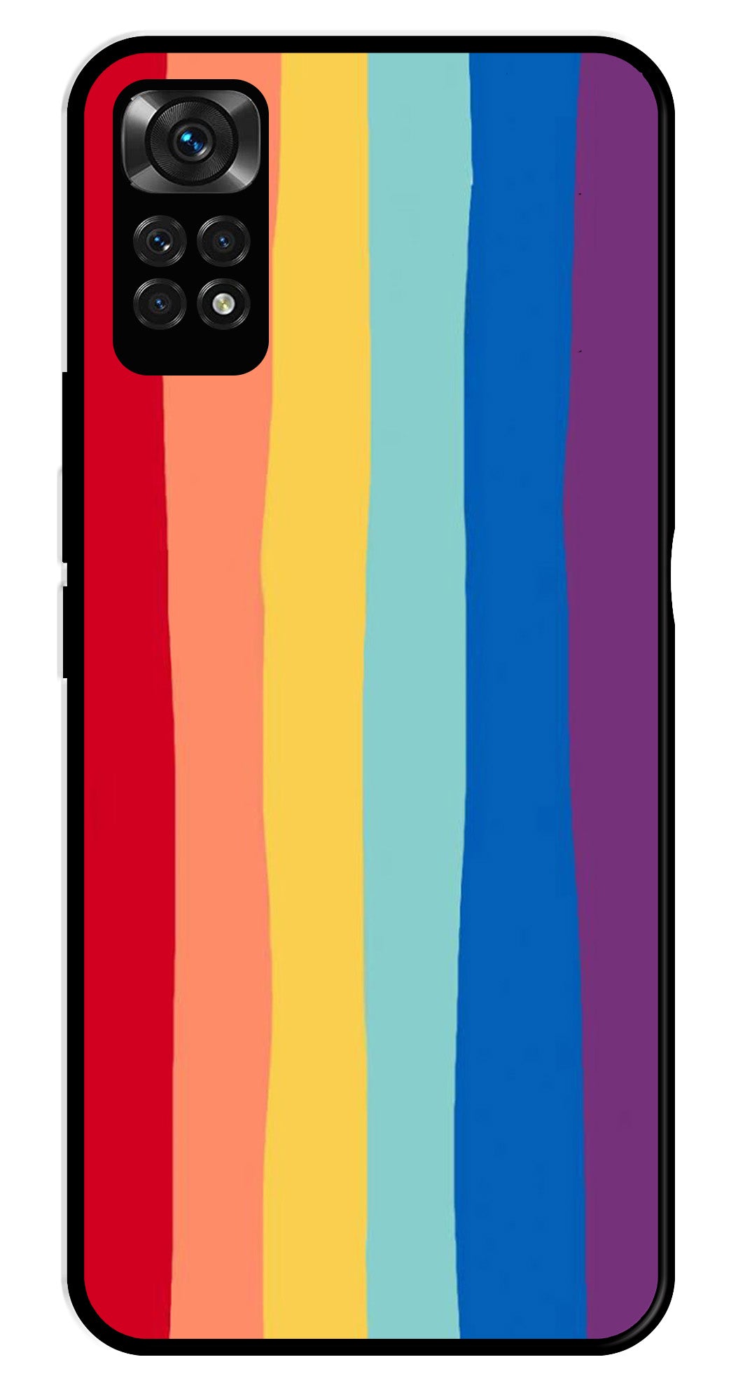 Rainbow MultiColor Metal Mobile Case for Redmi Note 11   (Design No -03)
