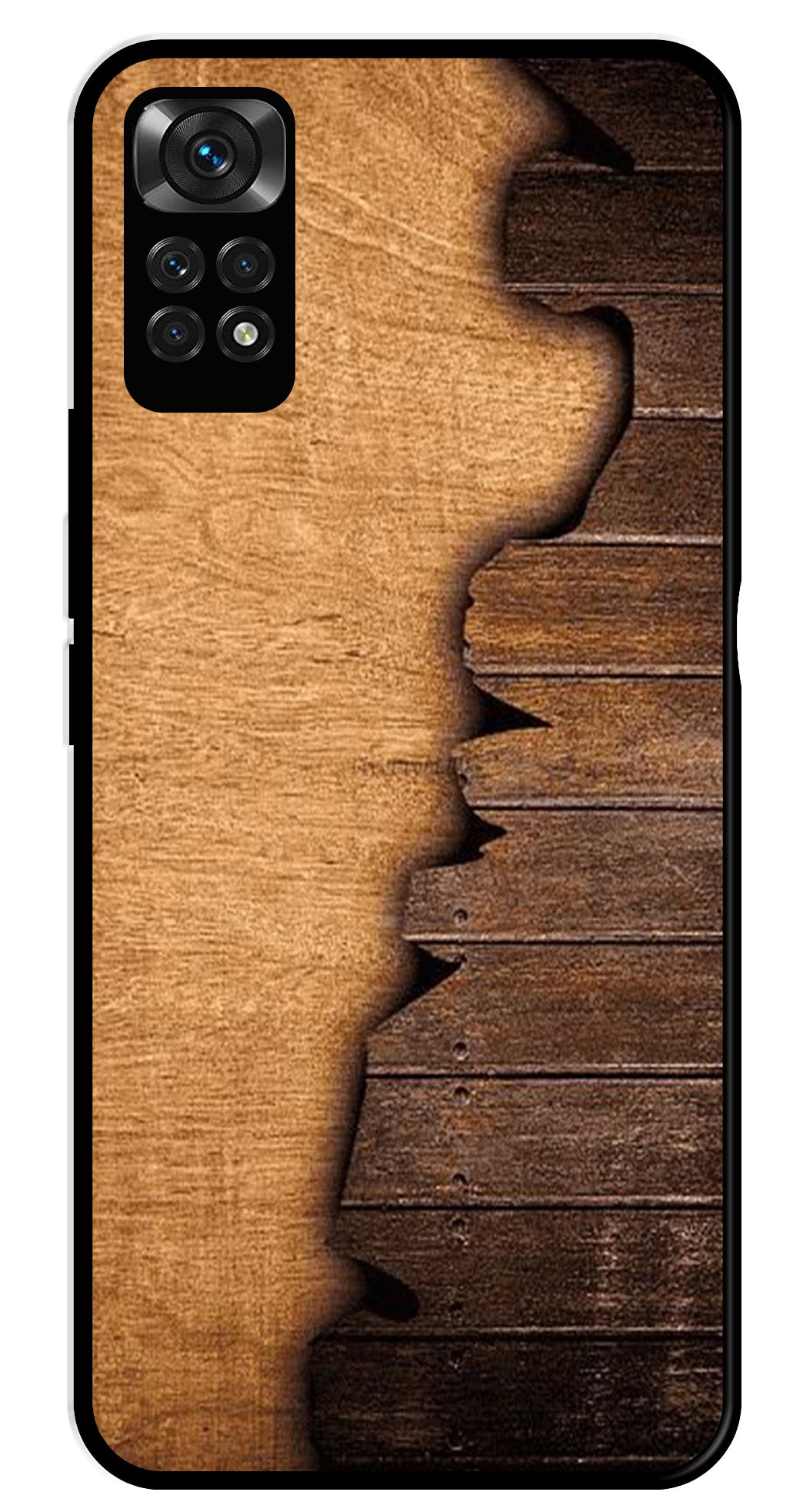 Wooden Design Metal Mobile Case for Redmi Note 11   (Design No -13)