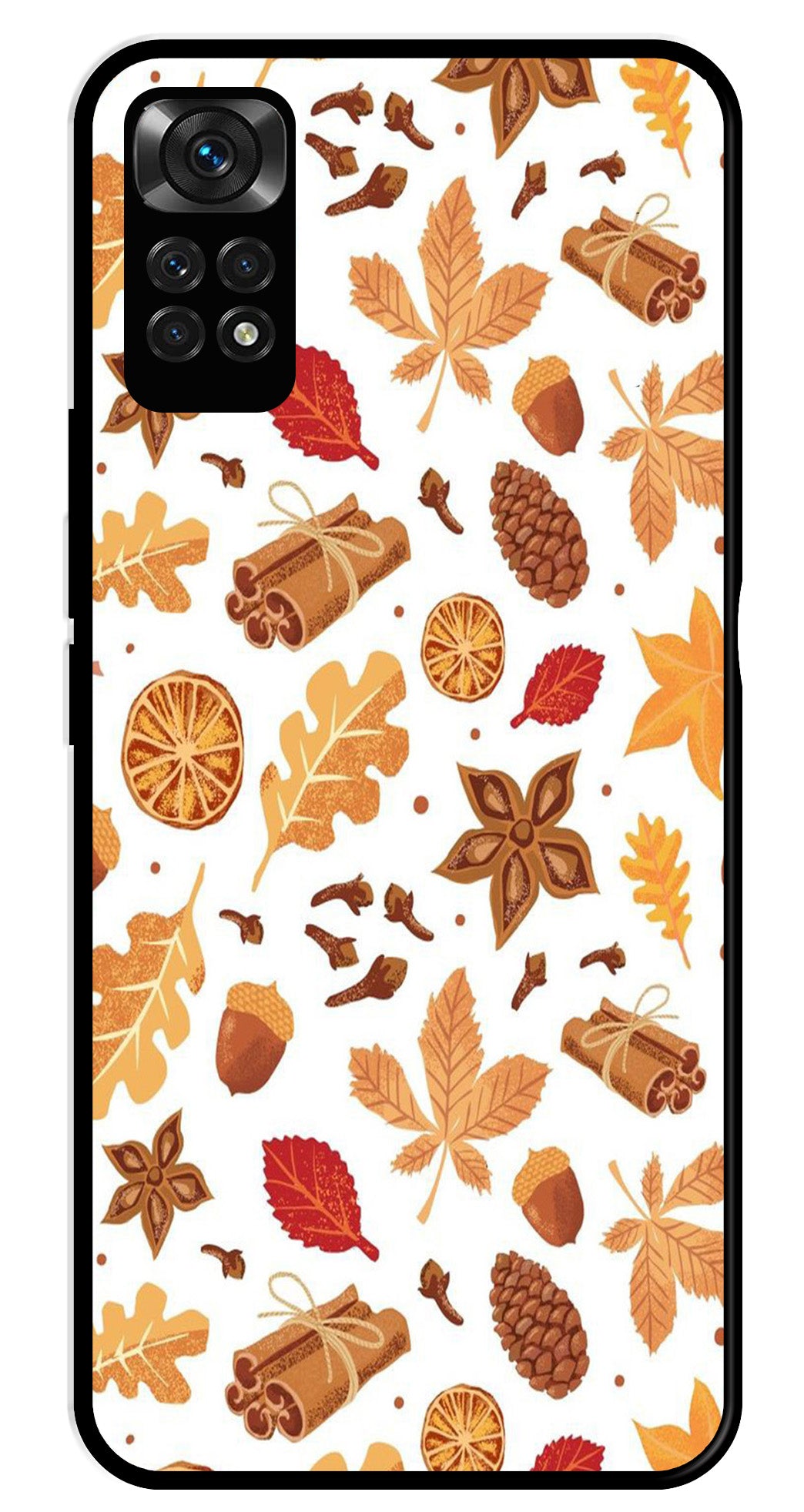 Autumn Leaf Metal Mobile Case for Redmi Note 11   (Design No -19)
