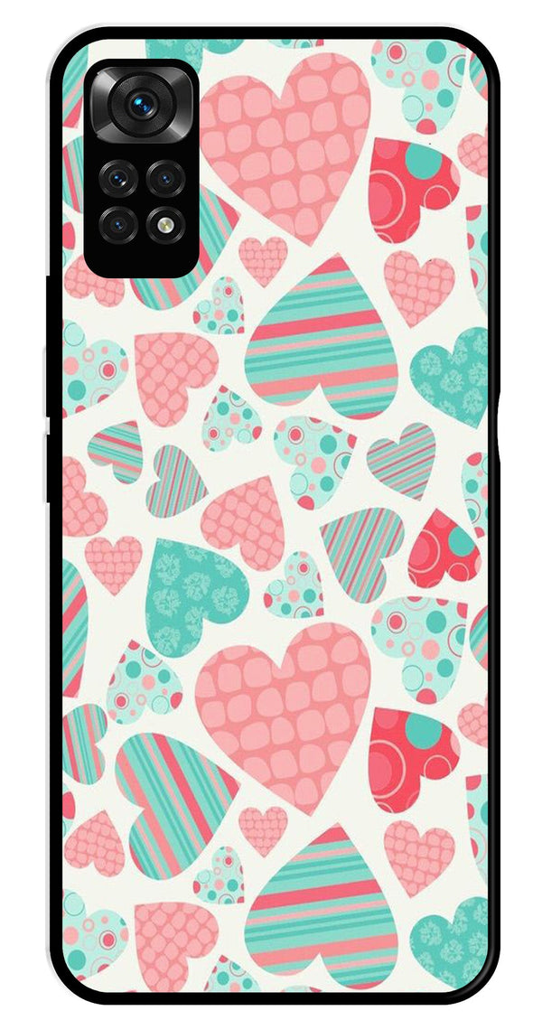 Hearts Pattern Metal Mobile Case for Redmi Note 11   (Design No -22)
