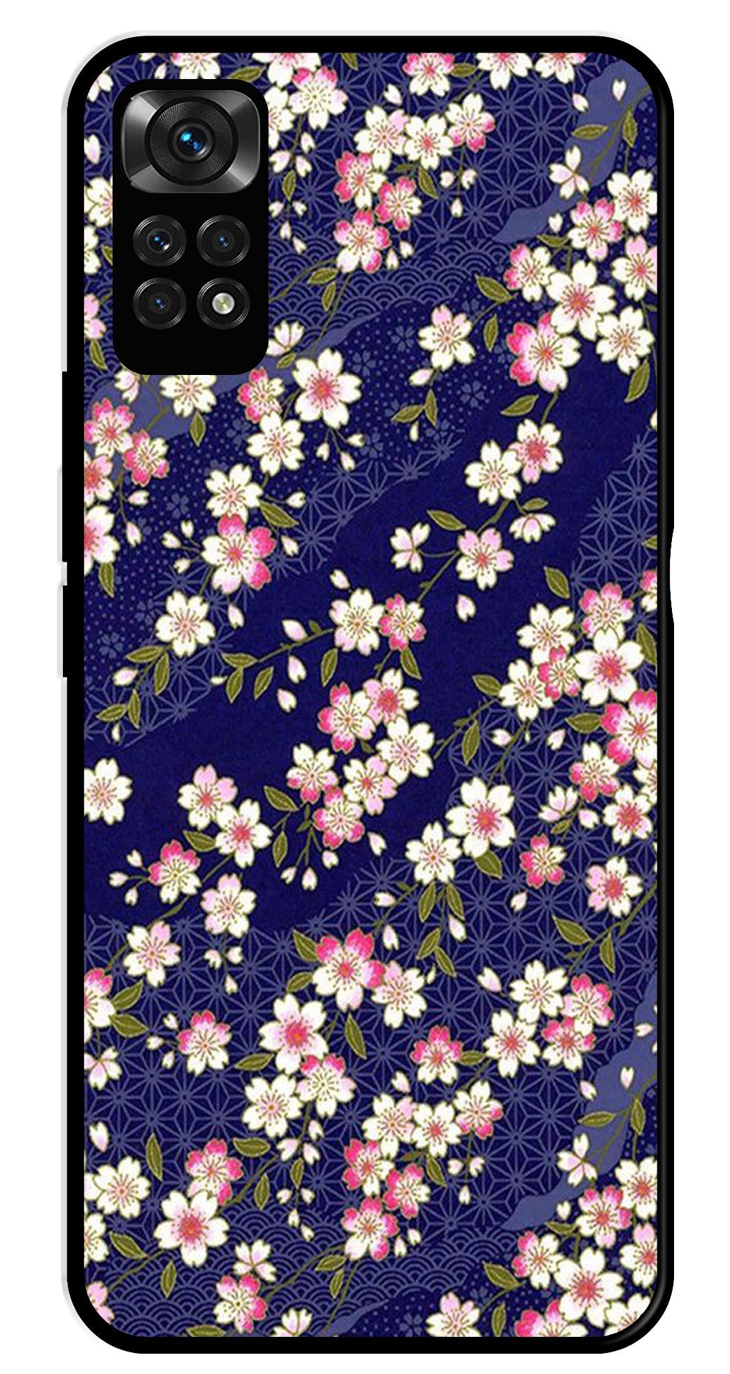 Flower Design Metal Mobile Case for Redmi Note 11   (Design No -25)