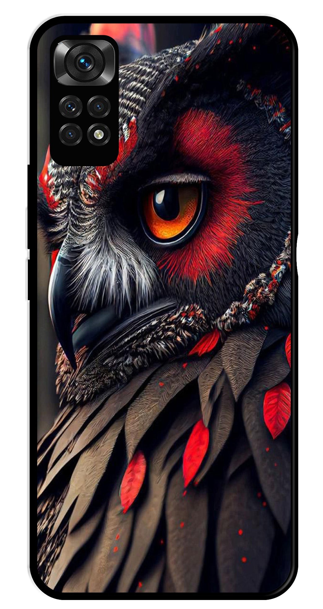 Owl Design Metal Mobile Case for Redmi Note 11   (Design No -26)