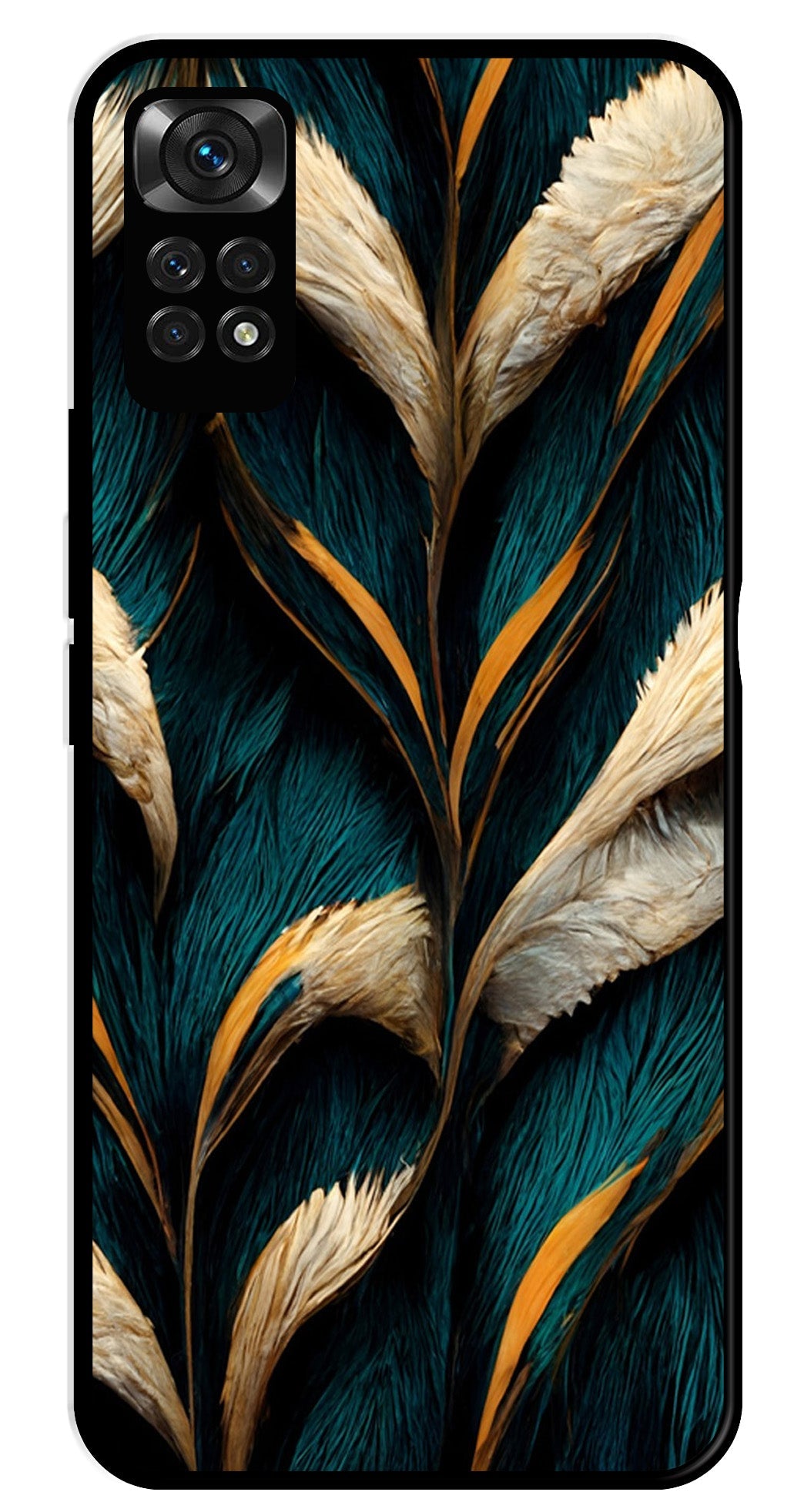 Feathers Metal Mobile Case for Redmi Note 11   (Design No -30)