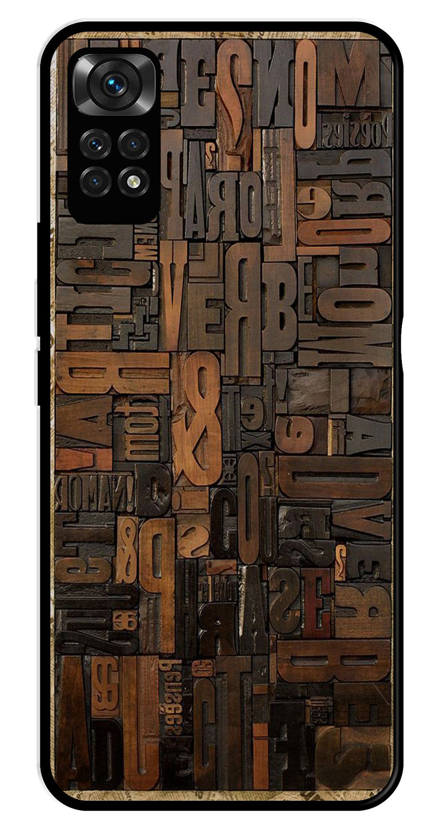 Alphabets Metal Mobile Case for Redmi Note 11s   (Design No -32)