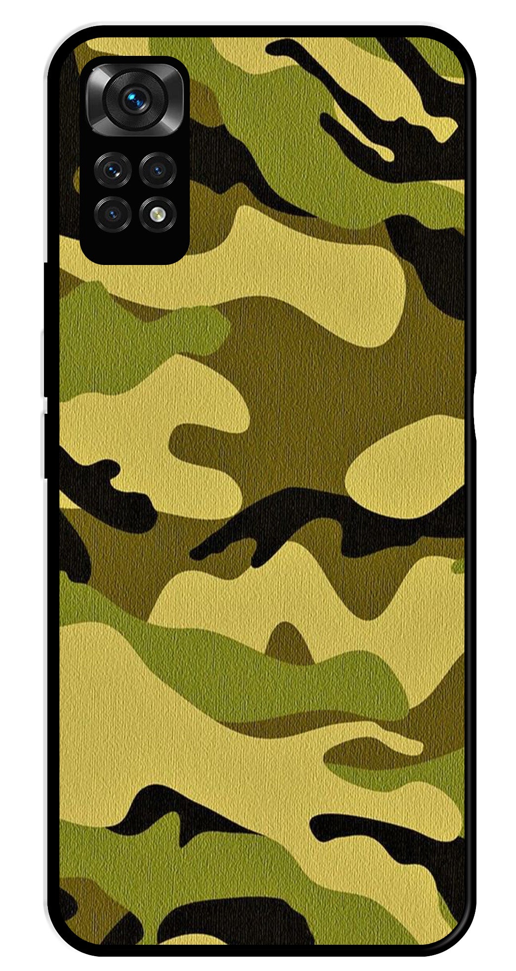 Army Pattern Metal Mobile Case for Redmi Note 11   (Design No -35)