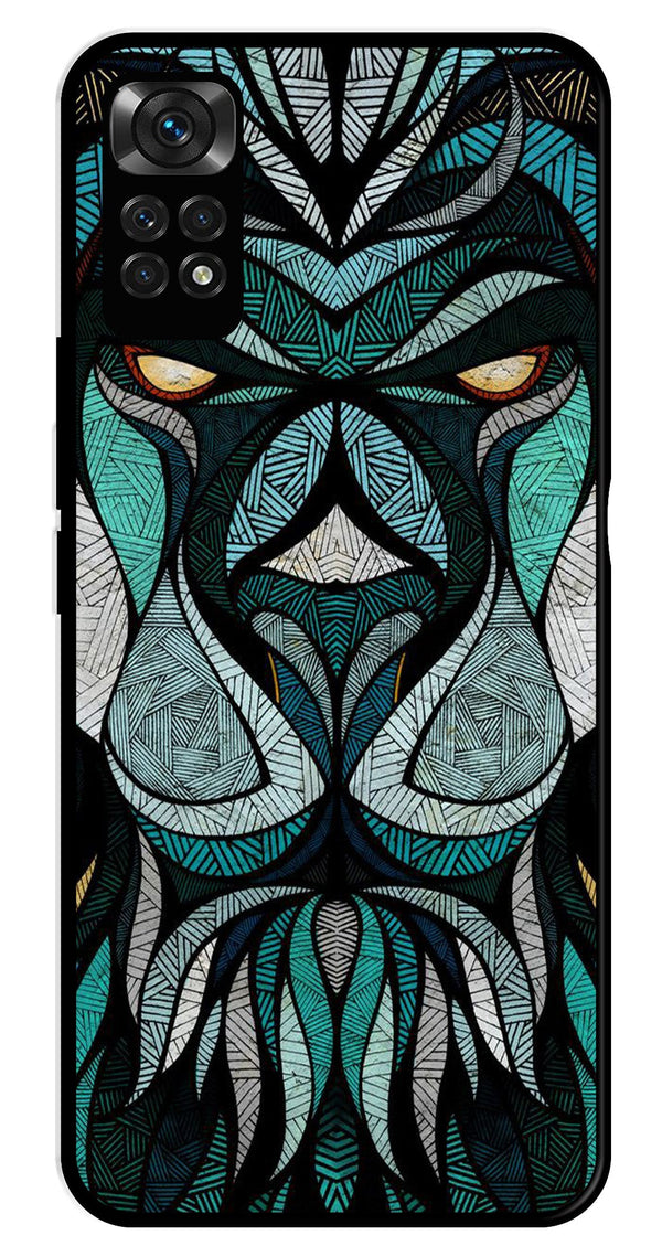 Lion Pattern Metal Mobile Case for Redmi Note 11   (Design No -40)
