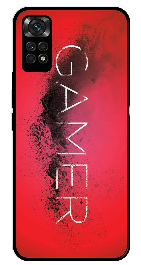 Gamer Pattern Metal Mobile Case for Redmi Note 11   (Design No -41)