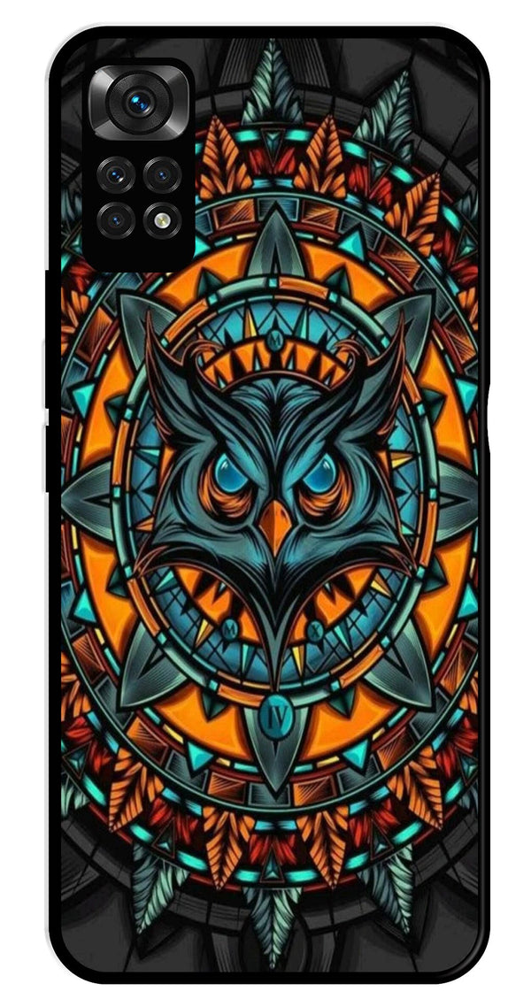 Owl Pattern Metal Mobile Case for Redmi Note 11s   (Design No -42)