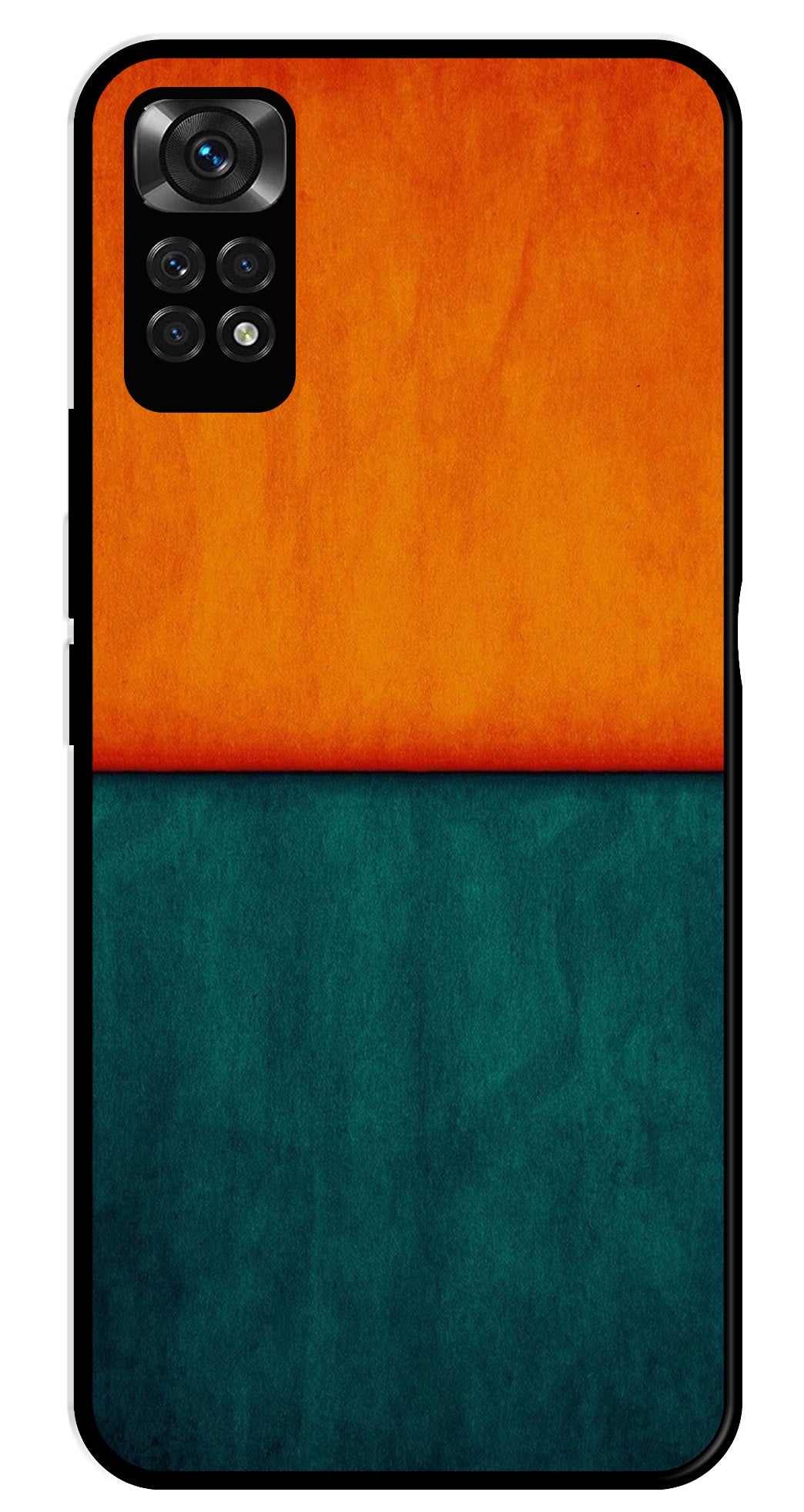 Orange Green Pattern Metal Mobile Case for Redmi Note 11   (Design No -45)