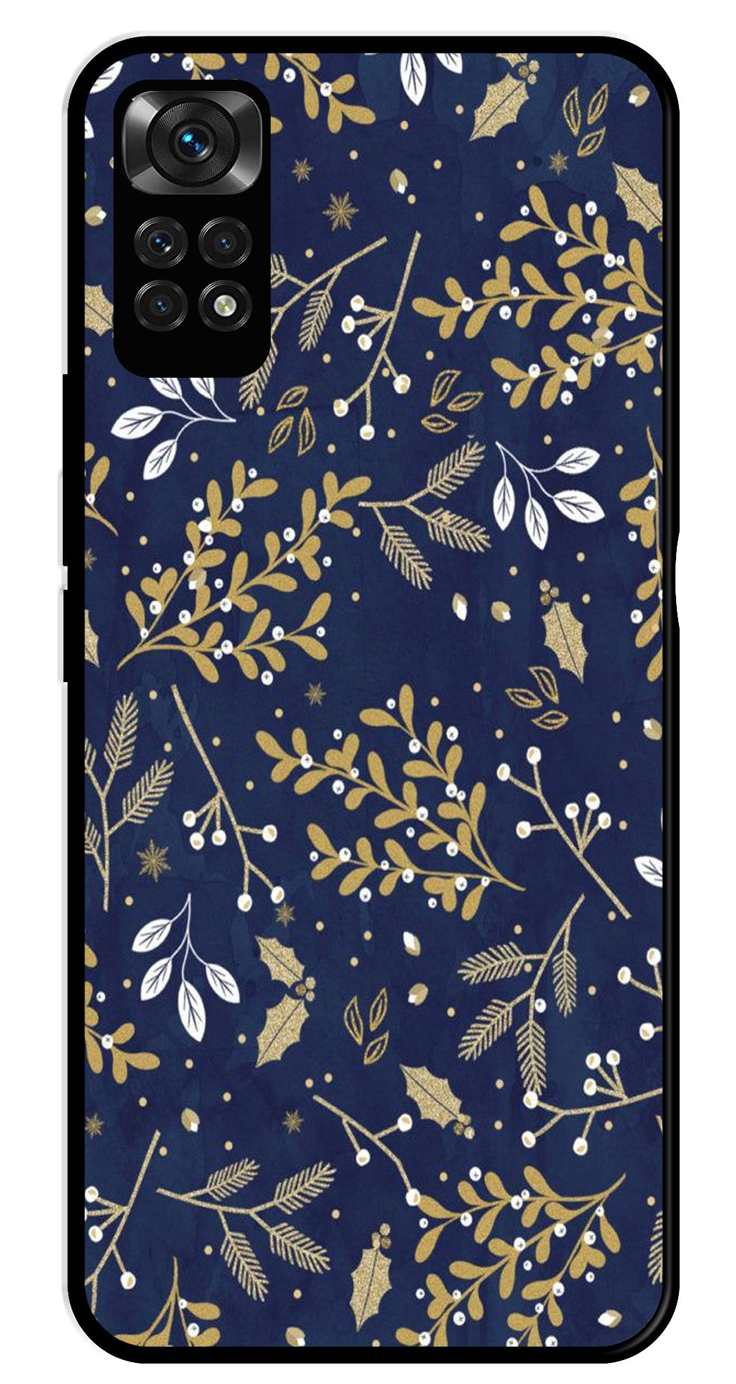 Floral Pattern  Metal Mobile Case for Redmi Note 11   (Design No -52)