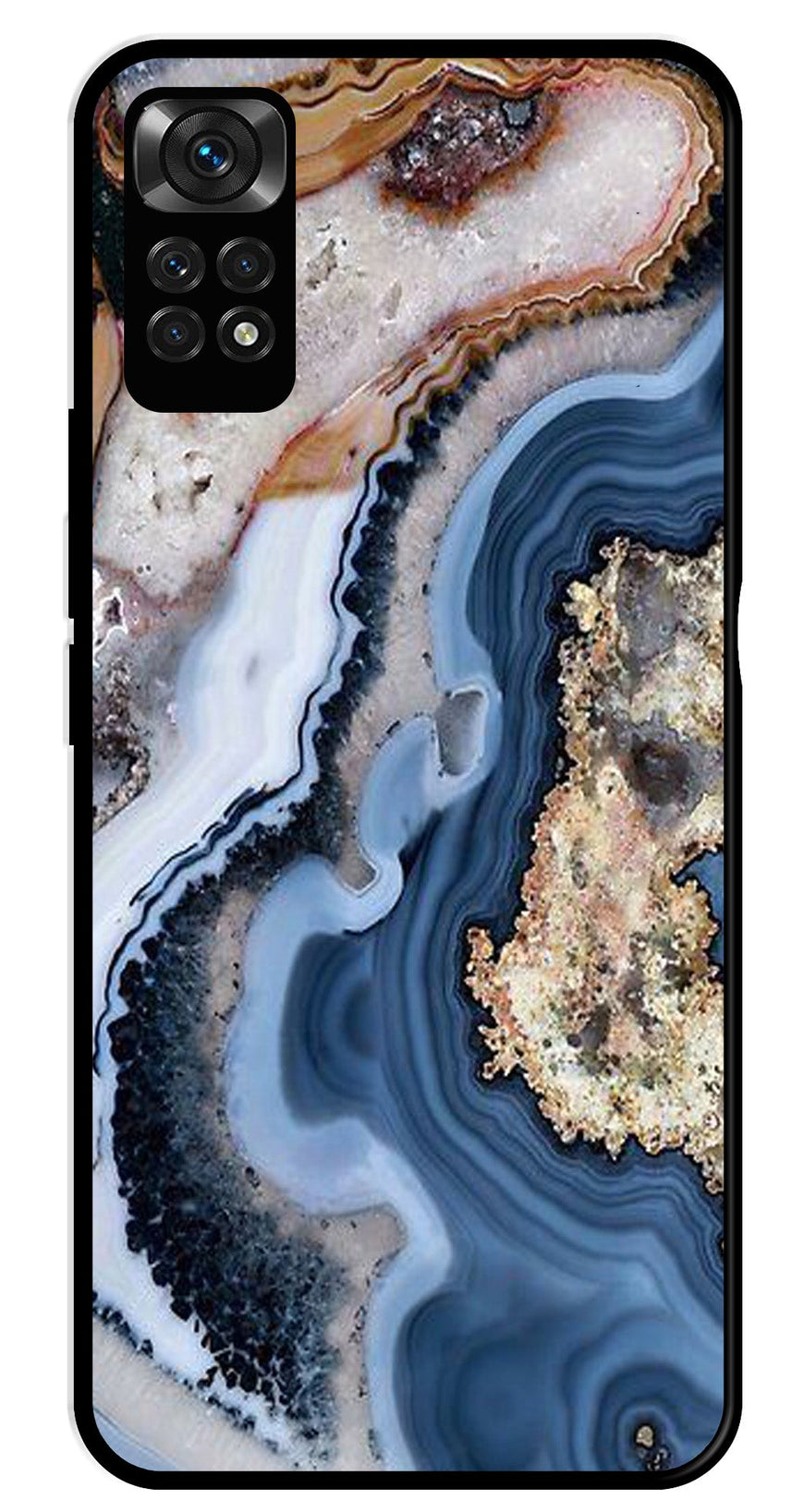 Marble Design Metal Mobile Case for Redmi Note 11s   (Design No -53)