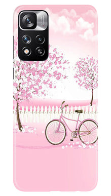 Pink Flowers Cycle Mobile Back Case for Redmi Note 11 Pro  (Design - 102)