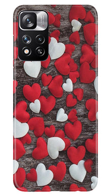 Red White Hearts Mobile Back Case for Redmi Note 11 Pro  (Design - 105)