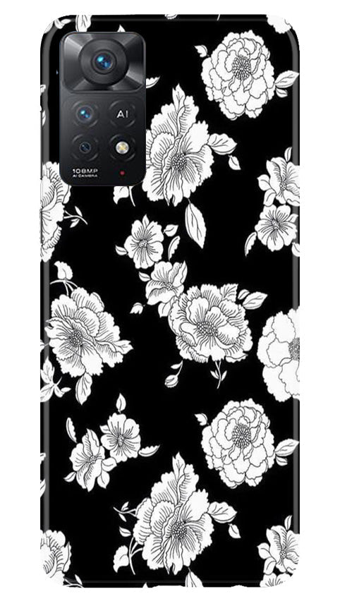 White flowers Black Background Case for Redmi Note 11 Pro 5G