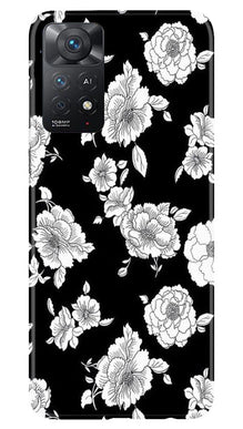White flowers Black Background Mobile Back Case for Redmi Note 11 Pro 5G (Design - 9)