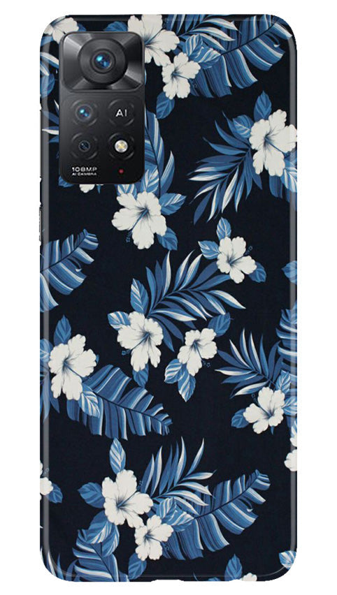 White flowers Blue Background2 Case for Redmi Note 11 Pro 5G