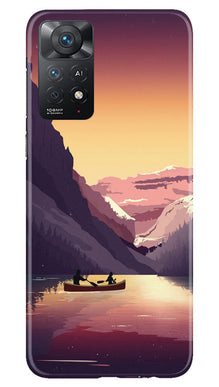 Mountains Boat Mobile Back Case for Redmi Note 11 Pro 5G (Design - 150)
