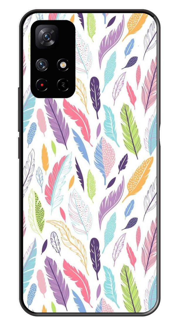 Colorful Feathers Metal Mobile Case for Redmi Note 11T   (Design No -06)