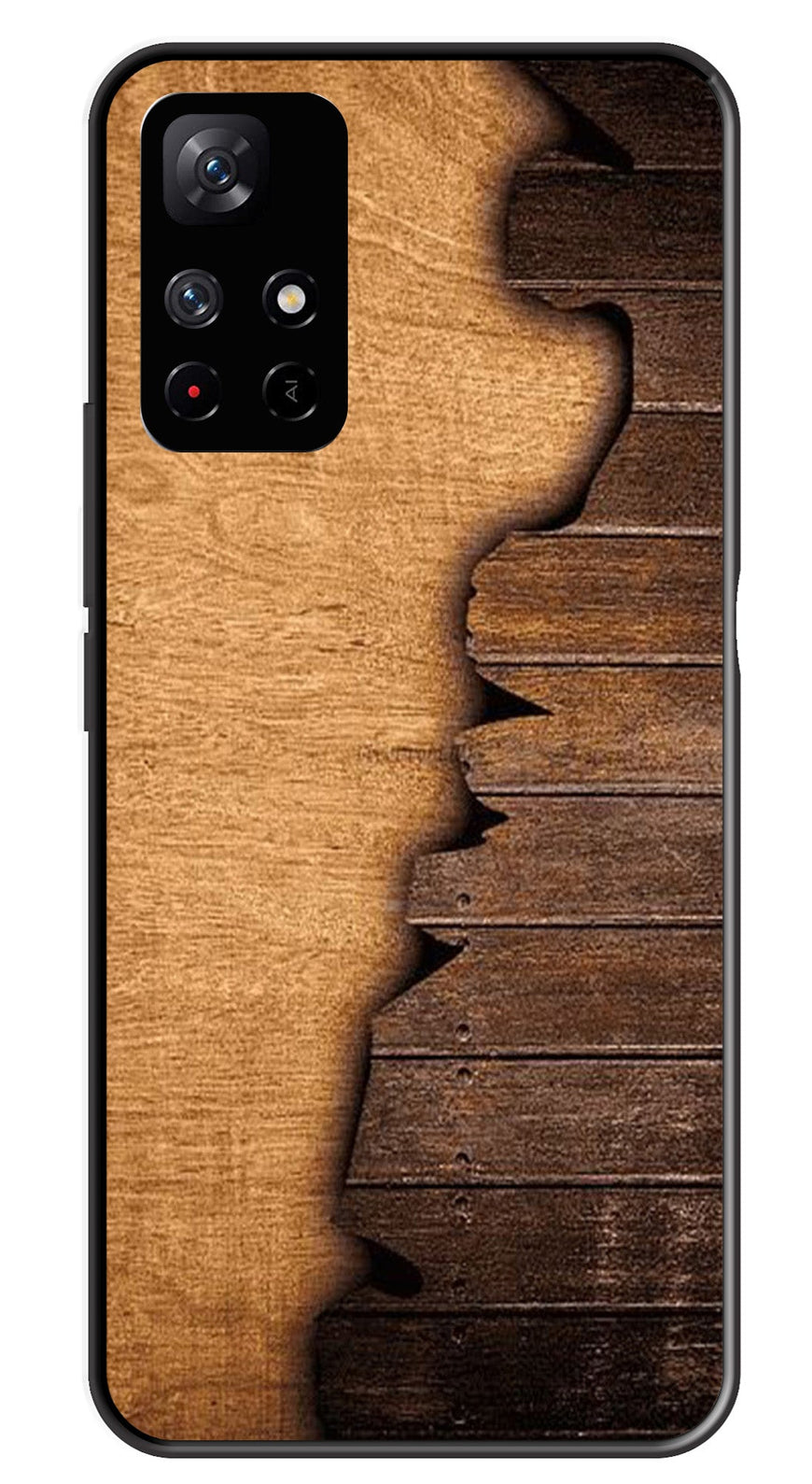 Wooden Design Metal Mobile Case for Redmi Note 11T   (Design No -13)