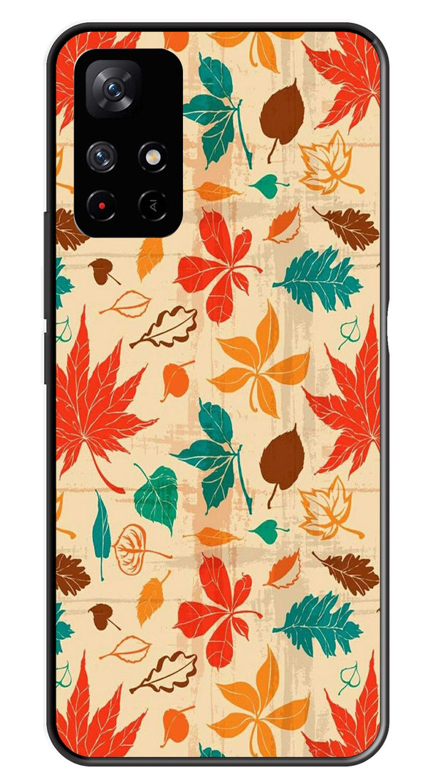 Leafs Design Metal Mobile Case for Redmi Note 11T   (Design No -14)