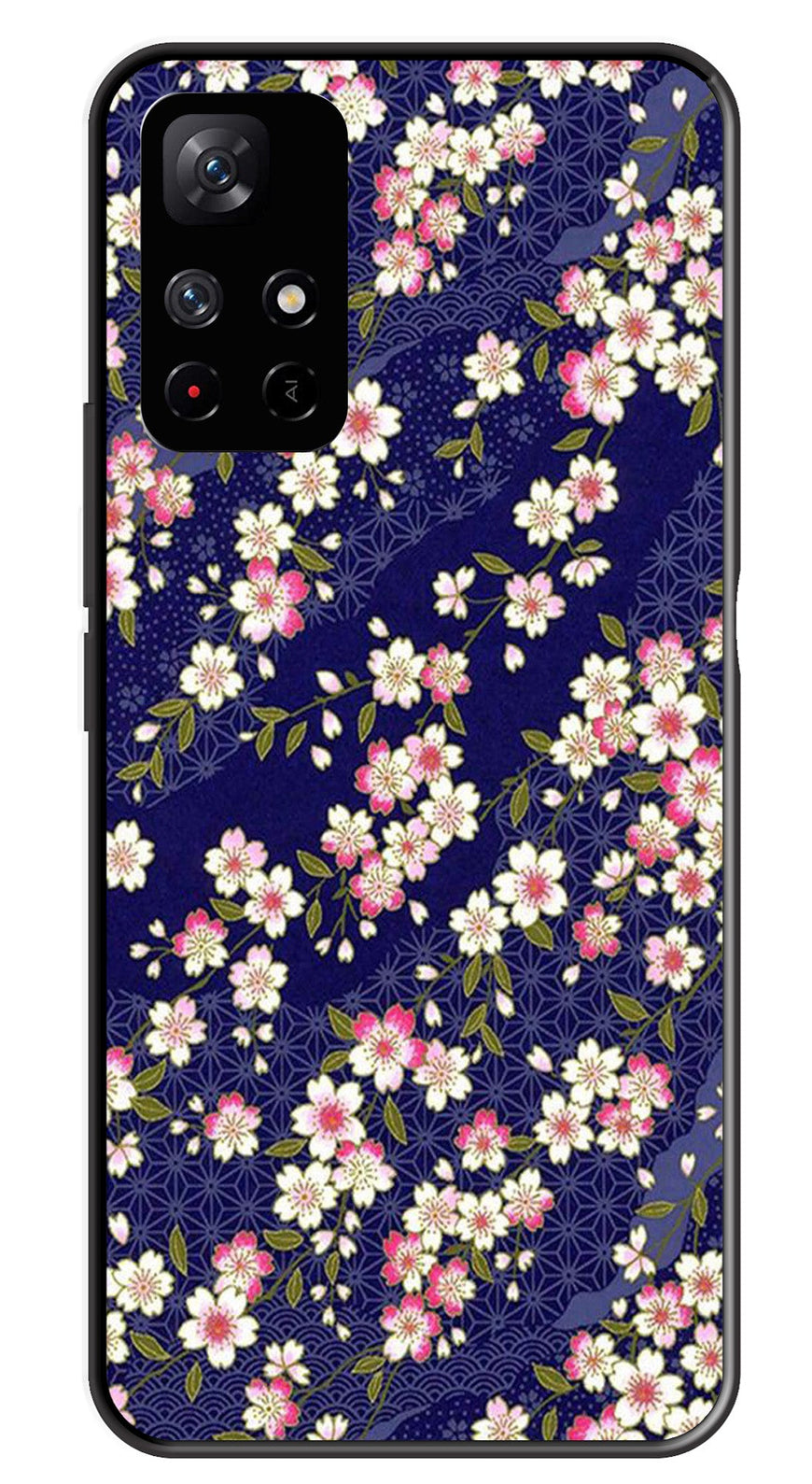 Flower Design Metal Mobile Case for Redmi Note 11T   (Design No -25)