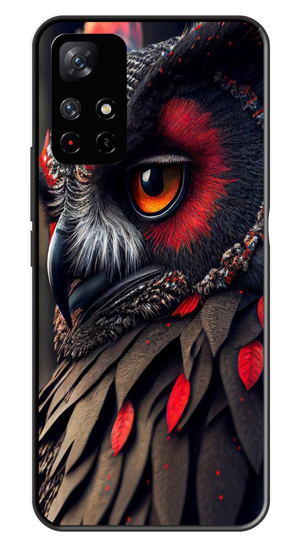 Owl Design Metal Mobile Case for Redmi Note 11T   (Design No -26)