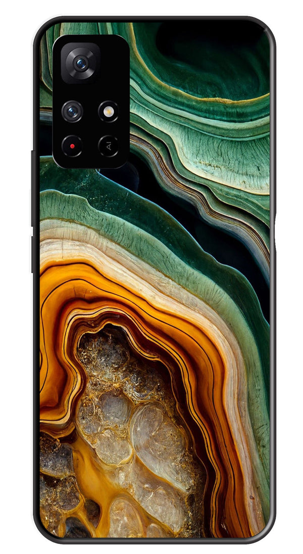 Marble Design Metal Mobile Case for Redmi Note 11T   (Design No -28)