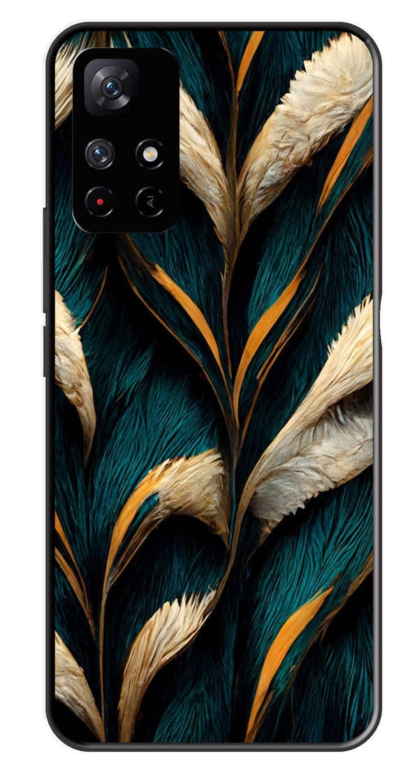 Feathers Metal Mobile Case for Redmi Note 11T   (Design No -30)