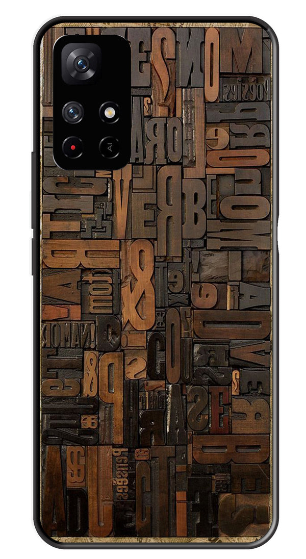Alphabets Metal Mobile Case for Redmi Note 11T   (Design No -32)