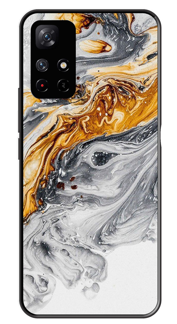 Marble Pattern Metal Mobile Case for Redmi Note 11T   (Design No -36)