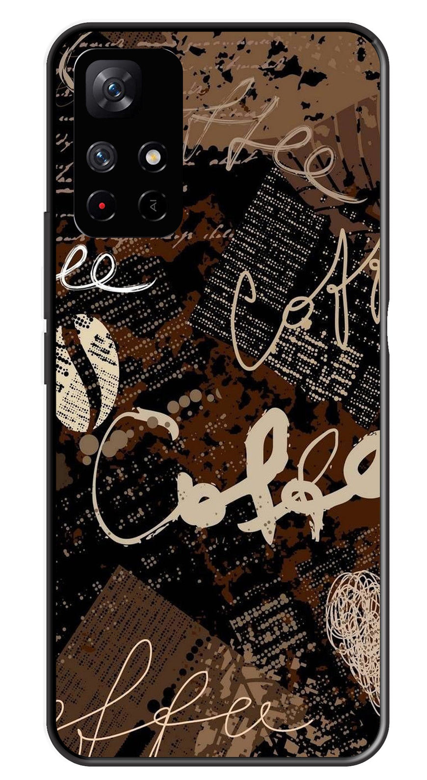 Coffee Pattern Metal Mobile Case for Redmi Note 11T   (Design No -37)