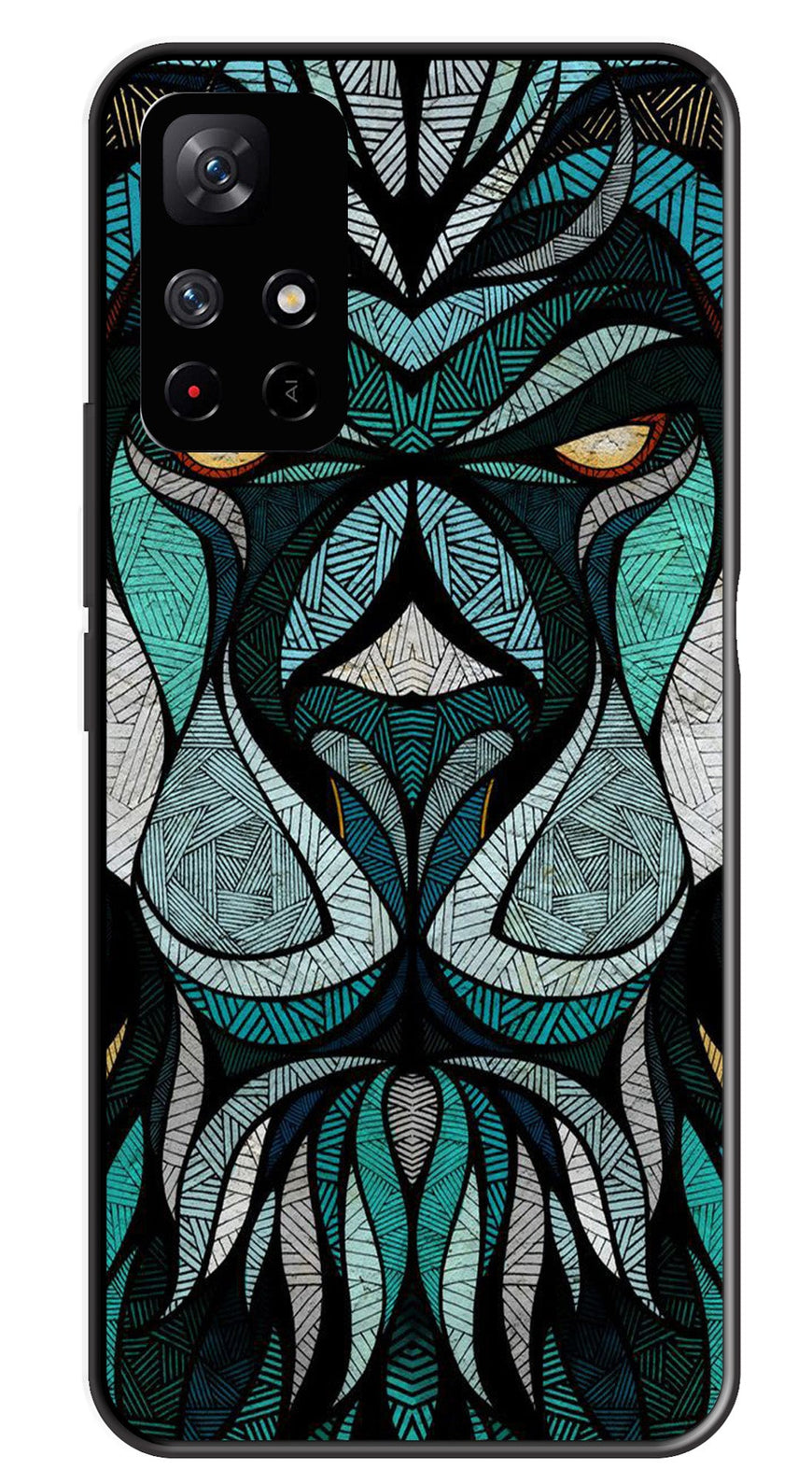 Lion Pattern Metal Mobile Case for Redmi Note 11T   (Design No -40)