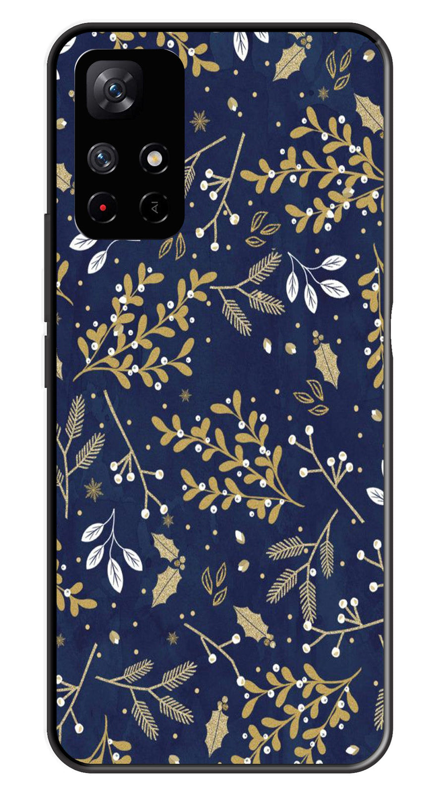 Floral Pattern  Metal Mobile Case for Redmi Note 11T   (Design No -52)
