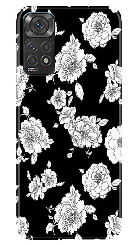 White flowers Black Background Case for Redmi Note 11s
