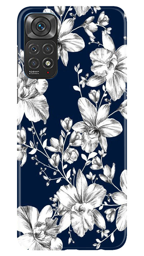 White flowers Blue Background Case for Redmi Note 11s