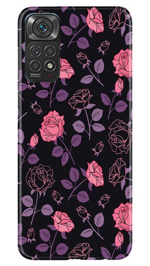 Rose Black Background Mobile Back Case for Redmi Note 11s (Design - 27)