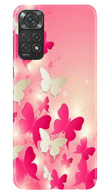White Pick Butterflies Mobile Back Case for Redmi Note 11s (Design - 28)