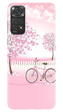 Pink Flowers Cycle Mobile Back Case for Redmi Note 11s  (Design - 102)