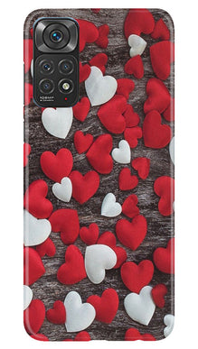 Red White Hearts Mobile Back Case for Redmi Note 11s  (Design - 105)