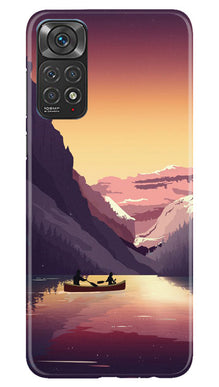Mountains Boat Mobile Back Case for Redmi Note 11s (Design - 150)